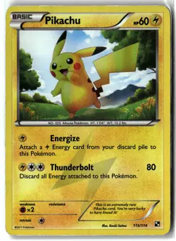 Pikachu ⭐ 115/114 Holo Secret Rare Black & White 2011 Pokemon LP - Image 1