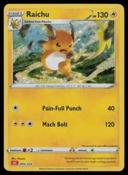 Raichu Holo Classic Collection Trading Card Game Classic 009/034 NM Pokemon - Image 1