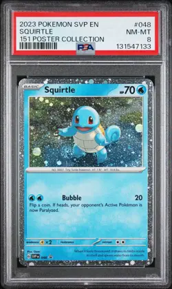 2023 POKEMON SVP EN-SV BLACK STAR PROMO 151 POSTER COLLECTION SQUIRTLE PSA 8 - Image 1