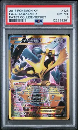 Pokemon XY Alakazam EX Fates Collide 125/124 Full Art Holo Secret Rare PSA 8 - Image 1