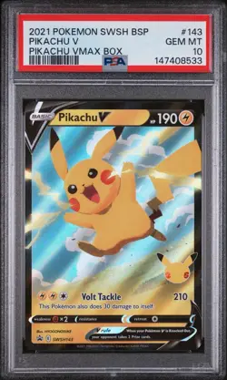 Pokemon Pikachu v SWSH143 Blackstar Promo Celebrations 2021 - Image 1