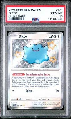 2024 Ditto Shiny Rare #201 PSA 10 Paldean Fates Pokemon English - Image 3