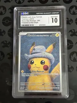 Pikachu with Grey Felt Hat (Pokemon x Van Gogh collaboration) CGC 10 Gem Mint - Image 1