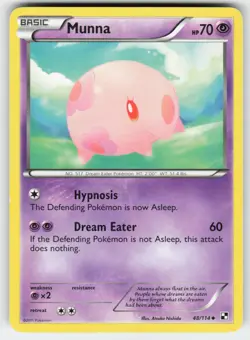 Munna 48/114 Uncommon Black & White Pokemon Moderately Played - Image 1