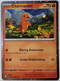 Swirl 🌀 Charmander 004/165 Cosmos Holo Bleed Error Rare Pokemon TCG ✨ - Image 3