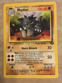 Pokemon TCG Rhydon 45/64 Jungle Uncommon Base Set Unlimited 1999 English WOTC NM - Image 1