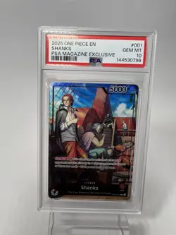2025 ONE PIECE PROMOS PSA MAGAZINE EXCLUSIVE #001 SHANKS PSA 10 - Image 1
