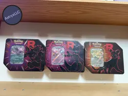 Pokemon TCG: Team Rocket Tin Sealed FULL SET ALL 3 Tins IN HAND SHIPS FAST - Image 1