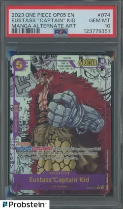 2023 One Piece OP05-074 EN Eustass Captain Kid Manga Alternate Art PSA 10 - Image 1
