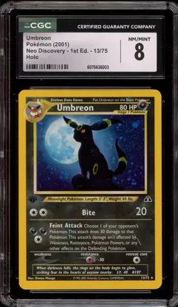 Pokemon Umbreon Neo Discovery 1st Edition Holo Rare #13 CGC 8 - Image 1