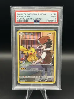 2019 POKEMON SUN & MOON COSMIC ECLIPSE SECRET #241 FULL ART/PIKACHU PSA 9 - Image 1