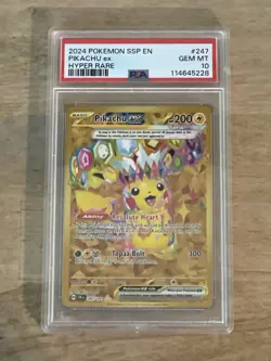 Pikachu ex 247/191 2024 Hyper Rare Pokemon Surging Sparks PSA 10 #247 - Image 1