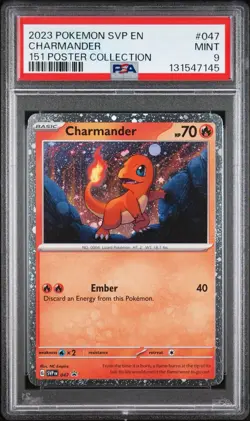 Pokemon Card Charmander 047 Black Star Promo Pokemon 151 Poster Collection PSA 9 - Image 1