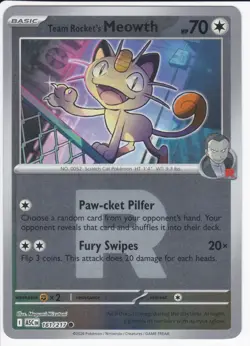 Team Rocket's Meowth (Rocket) 161/217 Ascended Heroes Pokemon Reverse Holo NM - Image 1