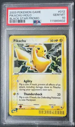 2003 Pokemon Black Star Pikachu Promo Holo PSA 10 Swirl New Cert - Image 1