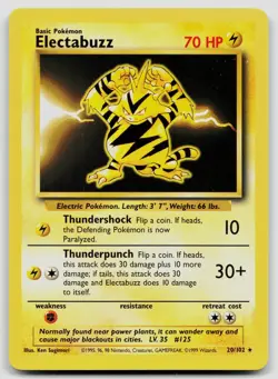 ELECTABUZZ 20/102 RARE BASE SET UNLIMITED POKEMON NM - Image 1