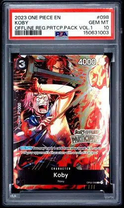 Koby (Online Regional 2023) [Participant] OP02-098 One Piece PSA 10 LOW POP - Image 1