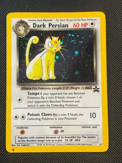 Pokemon Card - Dark Persian WOTC Black Star Promo 17 Holo MP SWIRL - Image 1