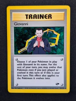 Giovanni 18/132 Gym Challenge Pokemon NM Unlimited Holo SWIRL - Image 1