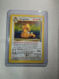 Dragonite 4/62 Fossil Holo Rare Pokemon Card Italian + Swirl LP - Image 1