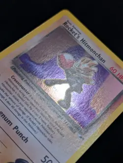 Rocket's Hitmonchan 11/132 Gym Heroes Pokemon NM Unlimited Holo SWIRL - Image 3