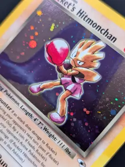 Rocket's Hitmonchan 11/132 Gym Heroes Pokemon NM Unlimited Holo SWIRL - Image 4
