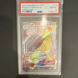 Pokemon TCG Team Rocket's Persian ex 118/098 SV10 Super Rare Holo JP PSA 10 - Image 1
