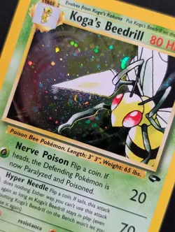 Koga's Beedrill 9/132 Gym Challenge Pokemon NM Unlimited Holo CRAZY SWIRL - Image 3