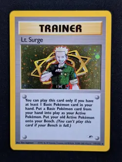 Lt. Surge 17/132 Gym Heroes Pokemon NM Unlimited Holo SWIRL - Image 1