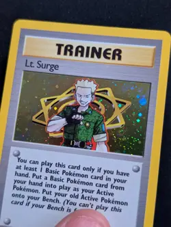 Lt. Surge 17/132 Gym Heroes Pokemon NM Unlimited Holo SWIRL - Image 2