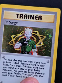 Lt. Surge 17/132 Gym Heroes Pokemon NM Unlimited Holo SWIRL - Image 3
