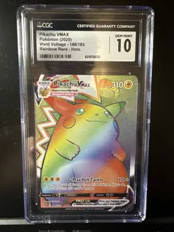 Pokemon TCG Vivid Voltage Rainbow Pikachu VMAX Secret Rare Card 188/185 - Image 1