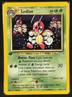 Pokemon - Ledian 39/111 - Neo Genesis 1st Edition Regular - VLP - Image 1