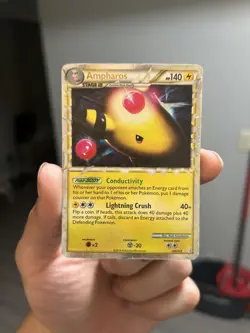 Pokemon TCG Ampharos Prime 105/123 HeartGold SoulSilver Holo Ultra Rare LP/MP - Image 1