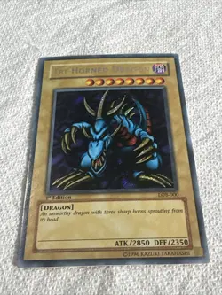 MINT** Yu-Gi-Oh! TCG Tri-Horned Dragon LOB-000 1st Edition Secret Rare - Image 2