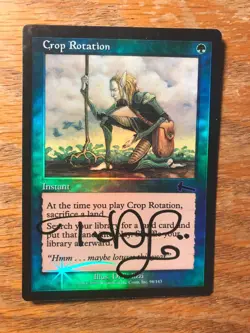 Magic the Gathering MTG foil Crop Rotation Urza's Legacy signed by Artist LP - Image 2