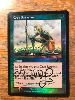 Magic the Gathering MTG foil Crop Rotation Urza's Legacy signed by Artist LP - Image 1