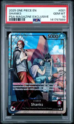 2025 ONE PIECE PROMOS PSA MAGAZINE EXCLUSIVE #001 SHANKS PSA 10 - Image 1