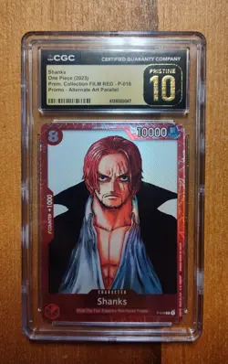 2023 One Piece Prem. Collec. Film Red P-016 Promo Shanks Alt Art CGC 10 Pristine - Image 1