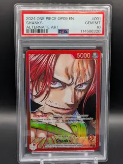 One Piece TCG English Shanks Alt Art Leader OP09-001 - PSA 10- 6320 - Image 1