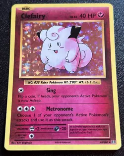 Clefairy 63/108 MP Holo Rare Discontinued Fairy Type Evolutions Pokemon Card! - Image 1