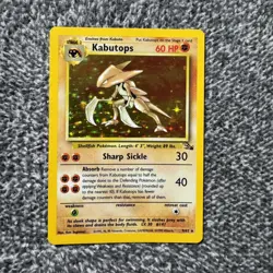 VINTAGE Pokemon TCG Kabutops Holo Rare Card 9/62 Fossil Unlimited 1999 MP - Image 1