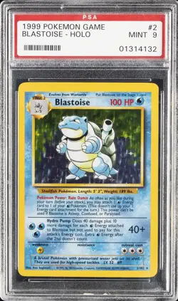 1999 POKEMON BASE SET UNLIMITED #2 BLASTOISE-HOLO PSA 9 - Image 1