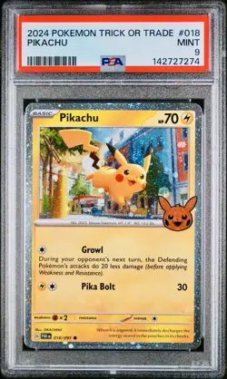 POKEMON PSA 9 PIKACHU HOLO 018/091 TRICK OR TRADE ENGLISH 2024! - Image 1