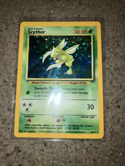 Scyther No Symbol Holo 10/64 Jungle Vintage Pokemon Card WOTC Rare LP - Image 1