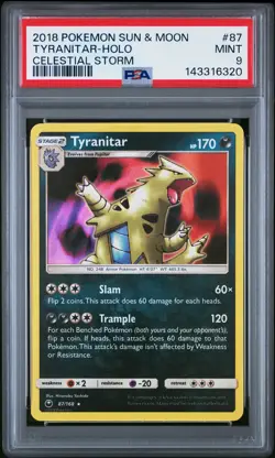 PSA 9 Tyranitar-Holo 87 Celestial Storm Pokemon 2018 Pokemon Sun & Moon - Image 1