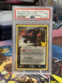 2021 POKEMON CELEBRATIONS CLASSIC COLLECTION #17 UMBREON-GOLD STAR PSA 9 - Image 1