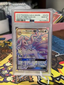 2019 Pokemon Sun & Moon Alolan Ninetales GX Hidden Fates FA #SV53 PSA 10 GEM MT - Image 1