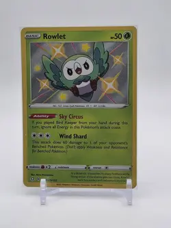 Pokemon TCG Rowlet Holo Rare Card SV001/SV122 Shining Fates NM Condition - Image 1