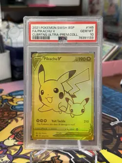 Pokemon Pikachu V Celebrations Ultra-Premium Coll. Full Art Promo SWSH145 PSA 10 - Image 1